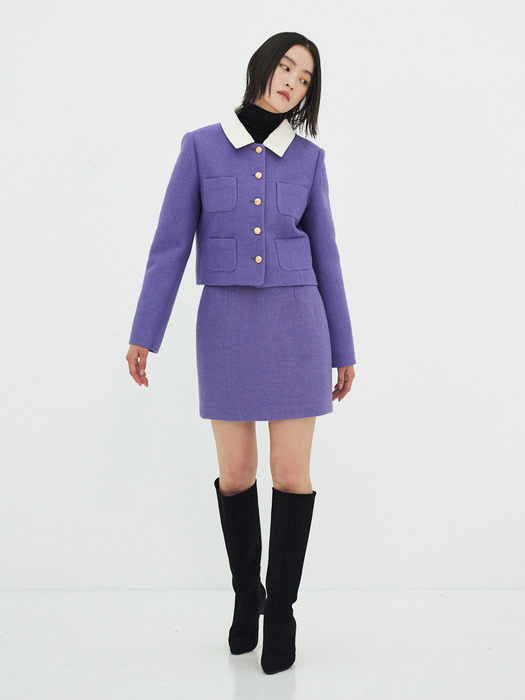 Emliy Tweed Mini Skirt (Purple)