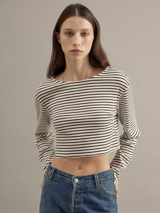 Stripe Crop T-shirt  White