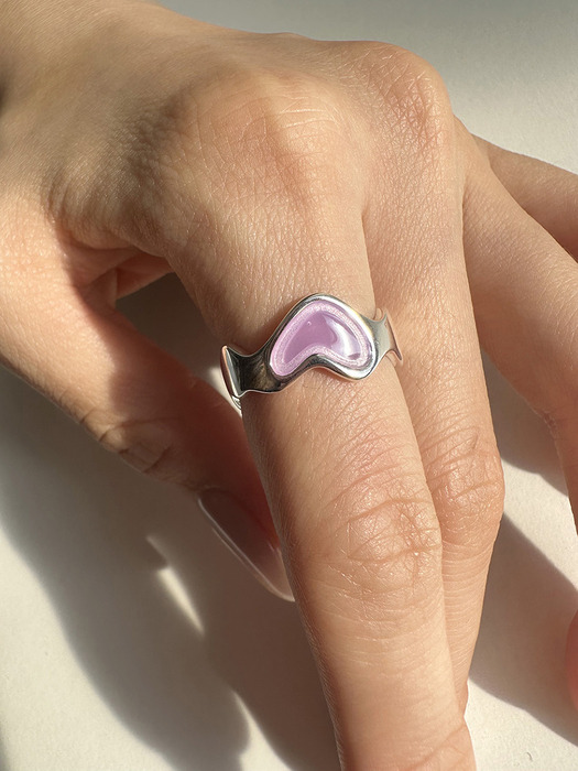 [925silver] Wave purple heart ring