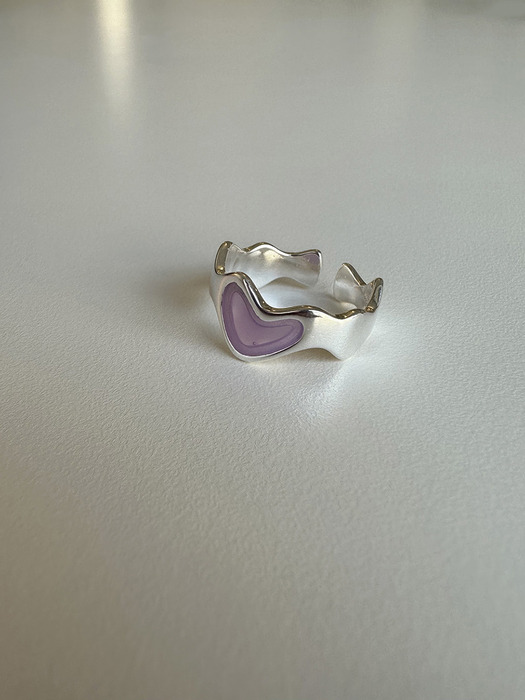 [925silver] Wave purple heart ring
