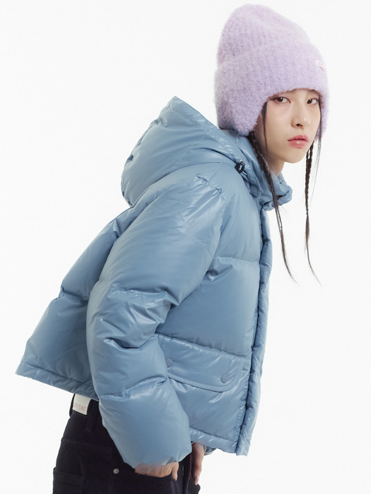 후드 다운 숏 푸퍼 블루_HOOD DOWN SHORT PUFFER BLUE