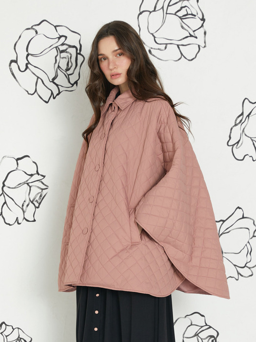 pink katiacho Diamond Quilted Manteau Dusty Pink