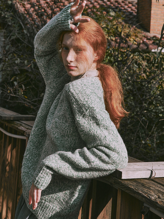 boxy wool pullover-green
