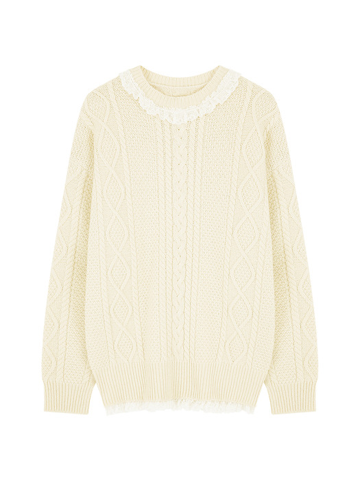LACE CABLE-KNIT (CREAM)