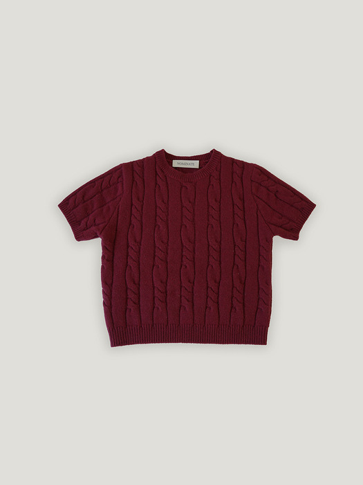 Cable Knit Half Sleeves (Burgundy)