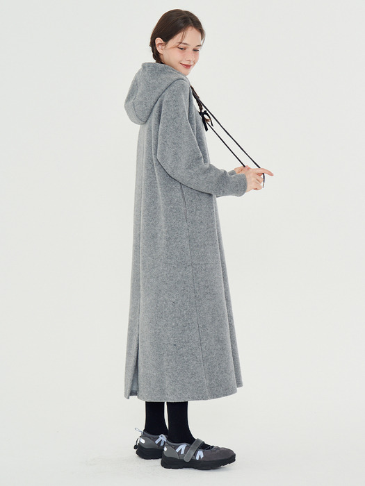 MET minimal wool knit hood dress gray