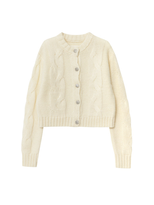 Merry Mohair Cable Knit Cardigan (Ivory)