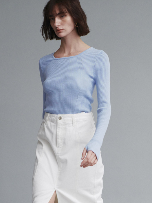 Slim Key-Hole Knit Pullover SK4SP657_2color