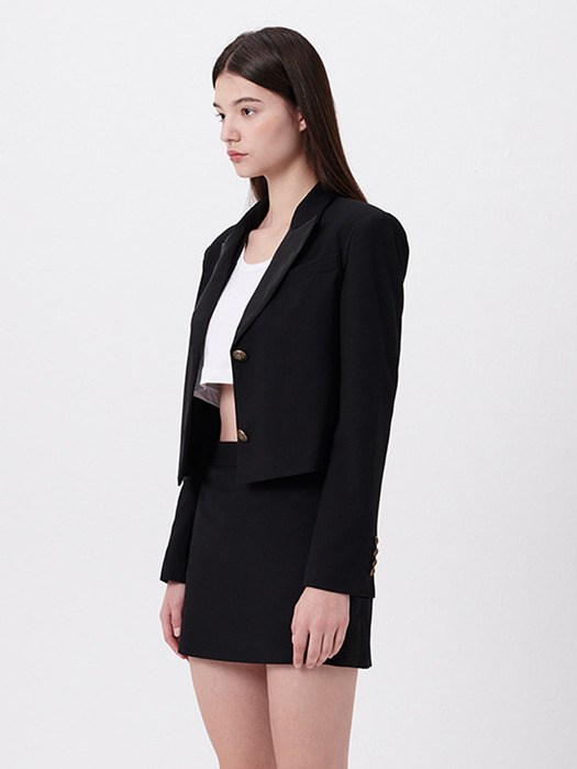 Mini tuxedo cropped suit jacket - Black