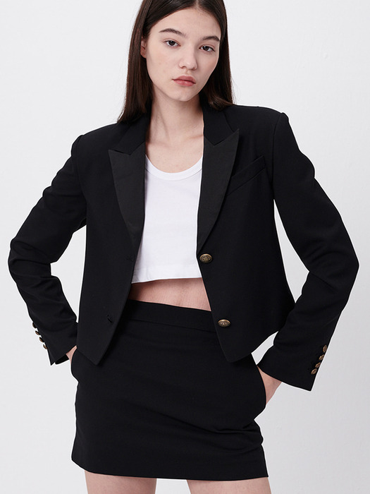 Mini tuxedo cropped suit jacket - Black