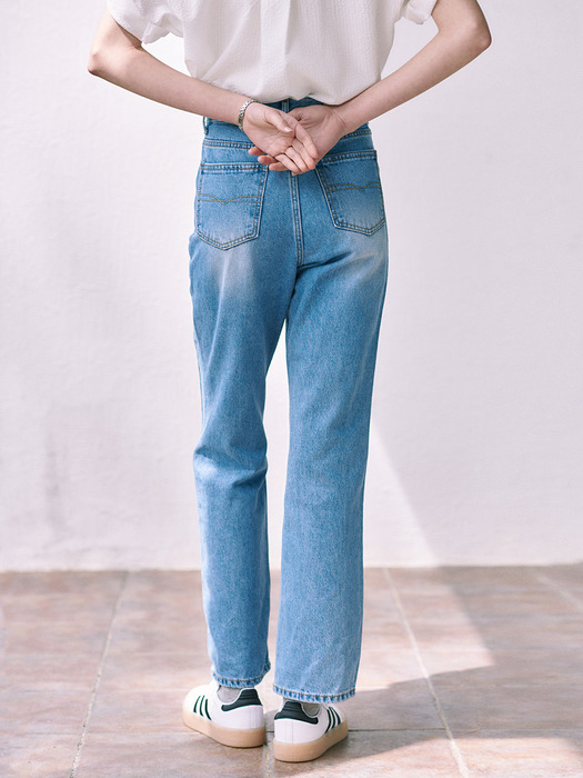 Lemen Semi Boots Cut Denim Pants_2color