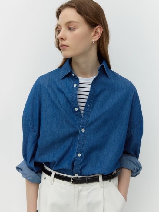 oversized denim shirts - medium blue