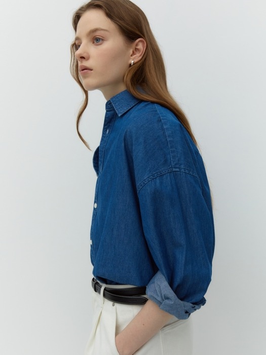 oversized denim shirts - medium blue