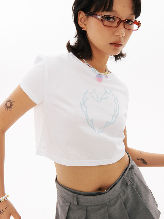 BN Heart Crop T-shirt [Light blue]