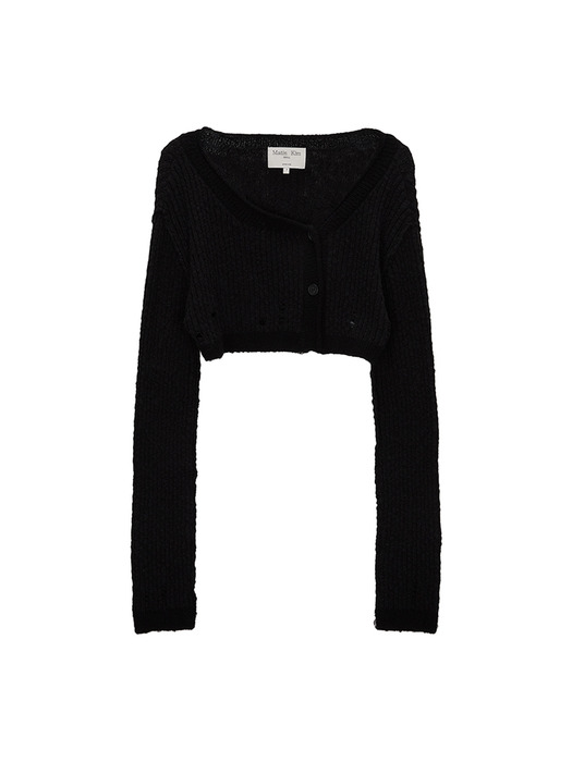 BUTTON BOLERO KNIT CARDIGAN IN BLACK