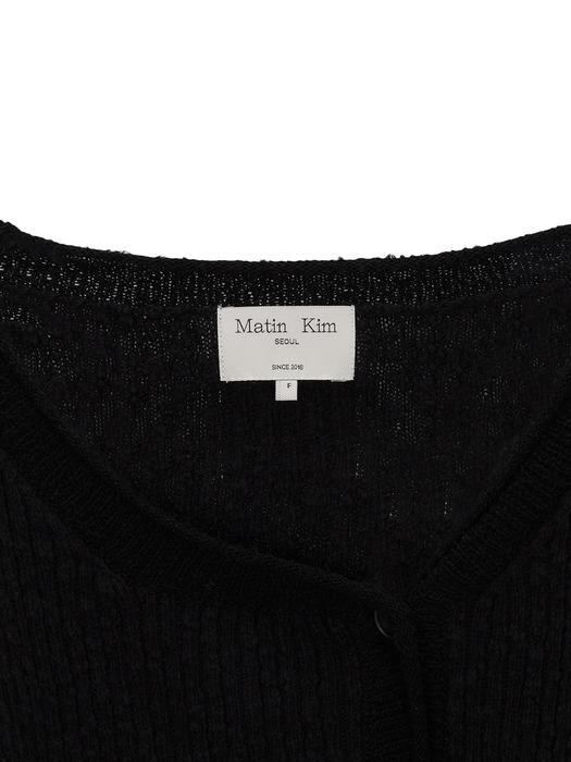 BUTTON BOLERO KNIT CARDIGAN IN BLACK