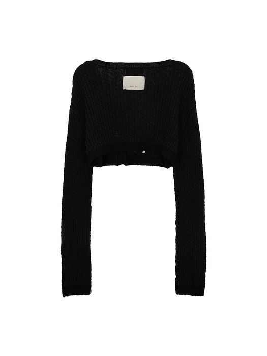 BUTTON BOLERO KNIT CARDIGAN IN BLACK