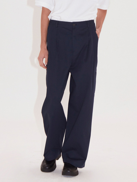 side lip pocket pintuck pants_navy