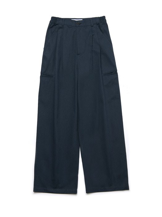 side lip pocket pintuck pants_navy