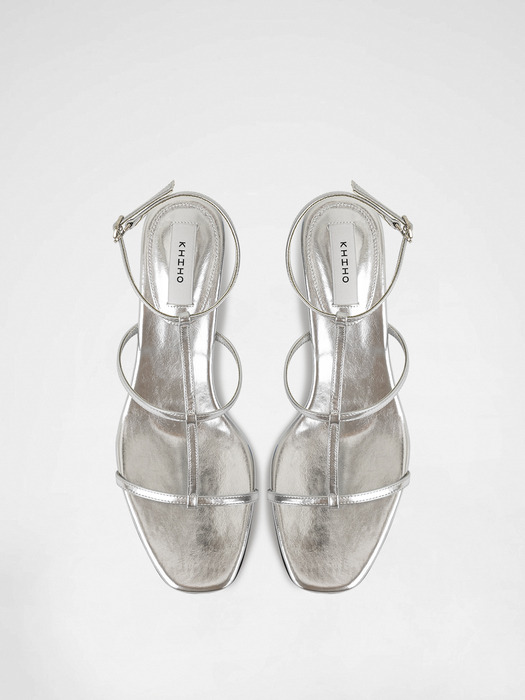 T-STRAP SANDALS / SILVER