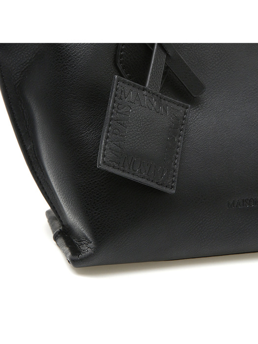 Leather Mini Tote Bag, Black