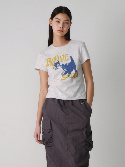 RAIVE Cat T-Shirt in M/Grey VW4ME042-1F