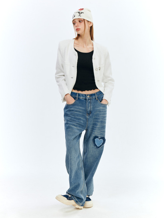 Heart Patch Denim Pants