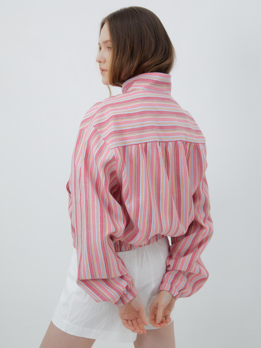 70s stripe cotton blouson (pink)