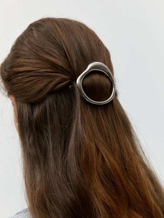 metal hair pin - silver satin