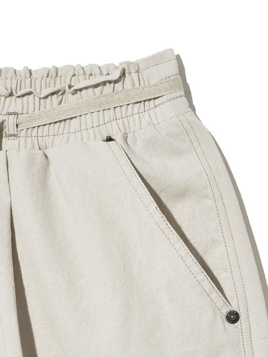 Linen Cotton Waist Band Wide Pants P17