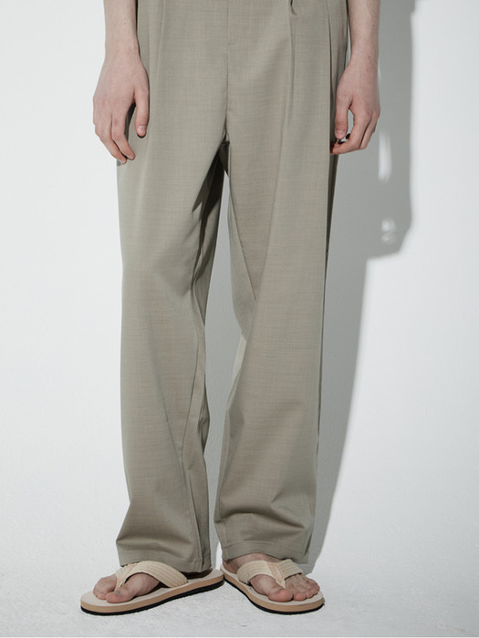 HALF BANDING SLACKS_OLIVE KHAKI