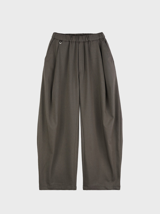 CURVED WIDE BANDING PANTS_DARK BEIGE