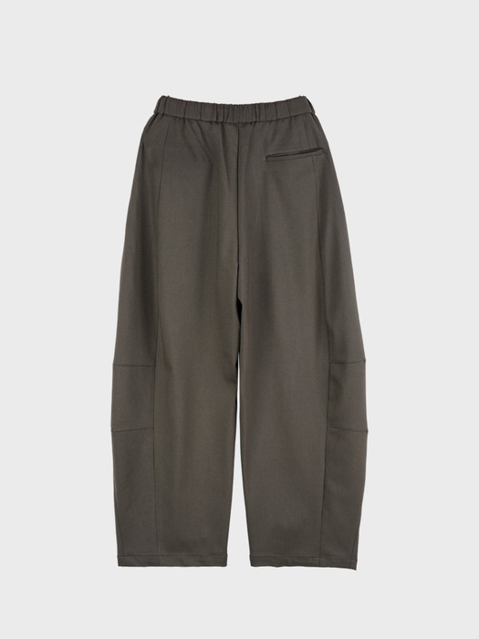 CURVED WIDE BANDING PANTS_DARK BEIGE