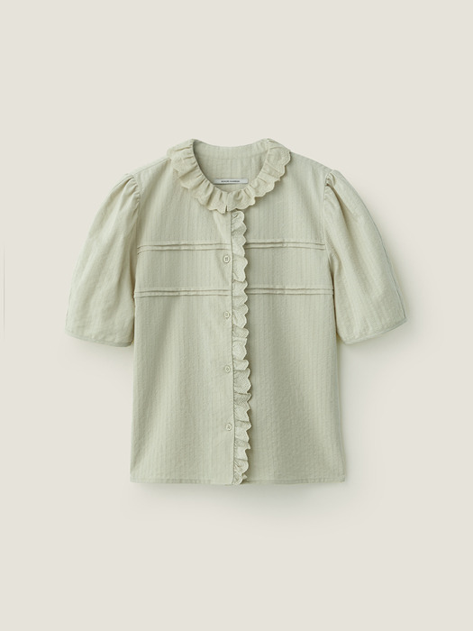 Lace collar vintage blouse - Pale green