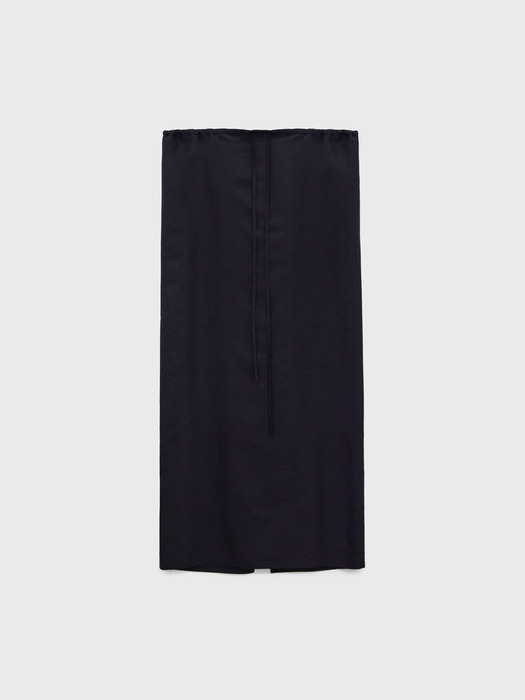 Two Layers Wide String Silk Skirt - Black