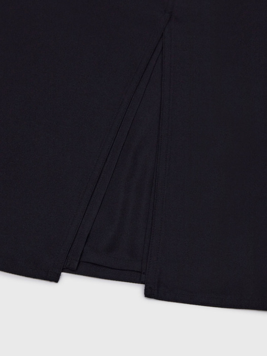 Two Layers Wide String Silk Skirt - Black