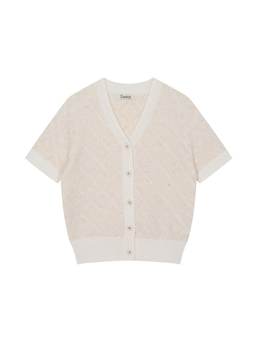 argyle short-sleeved knit cardigan- U1F22KCD010