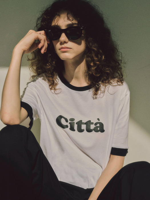 Retro Citta Logo Overfit Ringer T-shirt_CTT320(White)