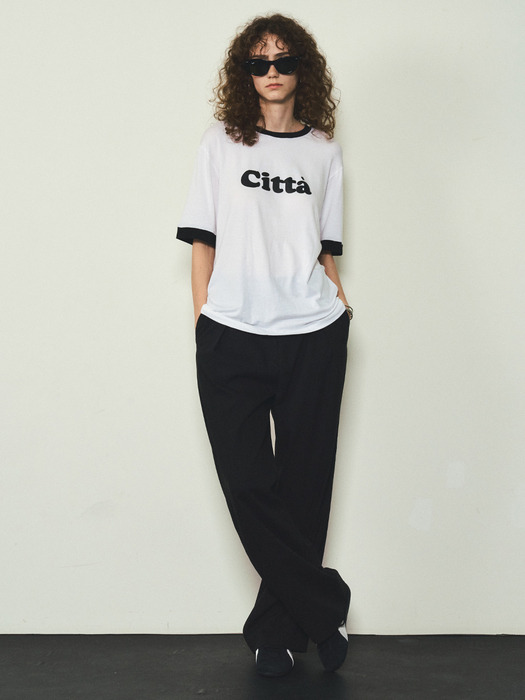 Retro Citta Logo Overfit Ringer T-shirt_CTT320(White)