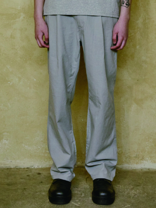 ONE TUCK RIPSTOP COTTON PANTS_GRAY