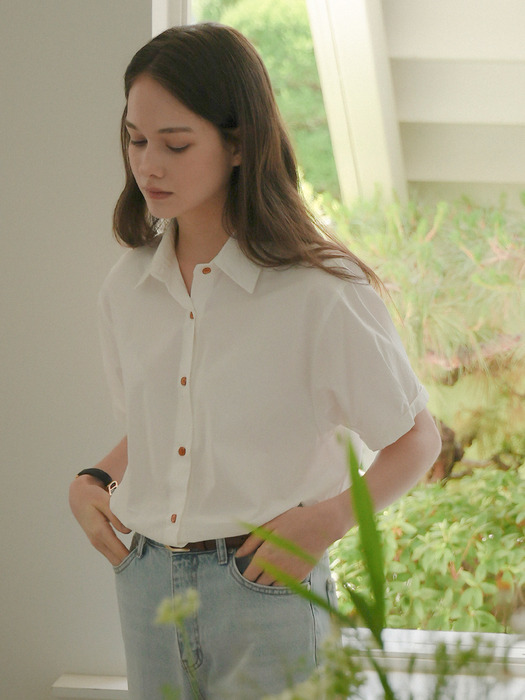 Ann button point shirt_White