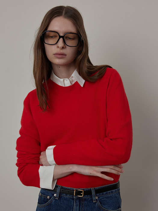 Whole Garment Round-neck Cashmere Wool Knit