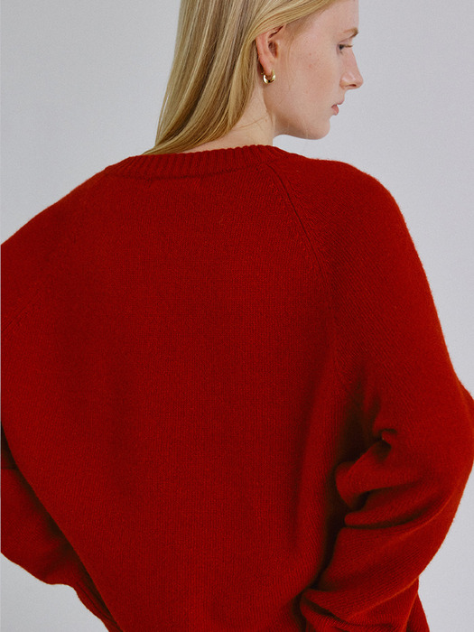 3차_Cashmere reglan v neck knit_RED