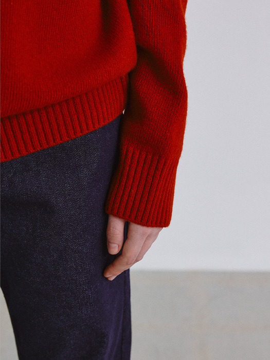 3차_Cashmere reglan v neck knit_RED