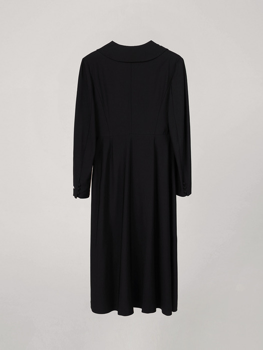 SHAWL COLLAR LONG DRESS_BLACK