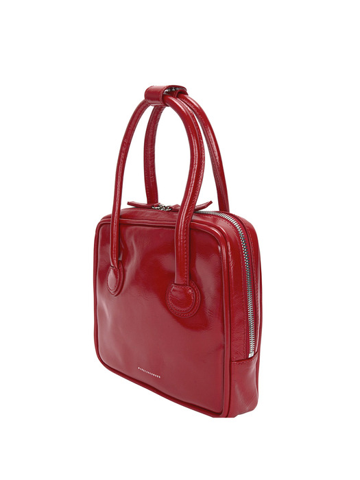 PIPING SLIM TOTE_apple red crinkle