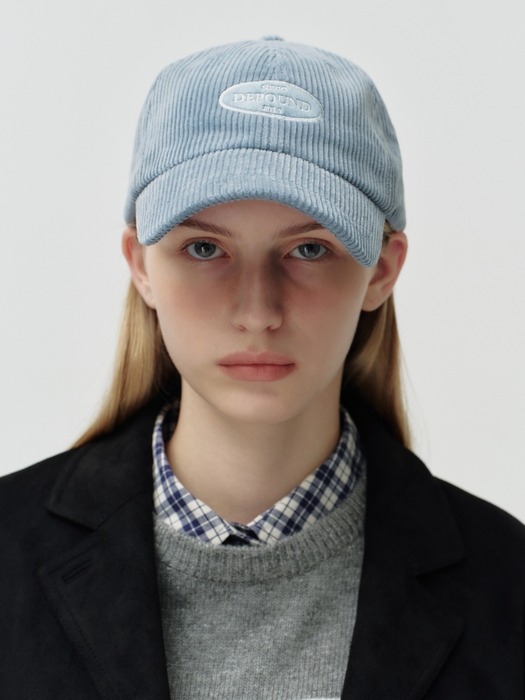 suede patch corduroy cap - smoke blue