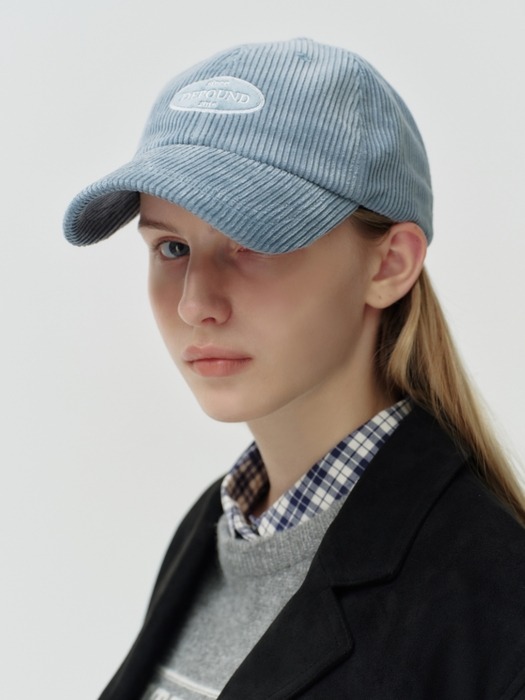 suede patch corduroy cap - smoke blue