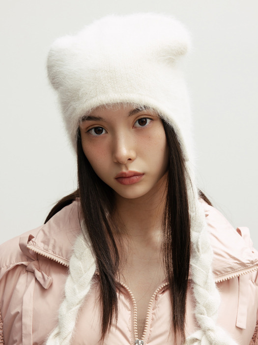 TWIST ANGORA KNIT BEANIE_TT4W302IV