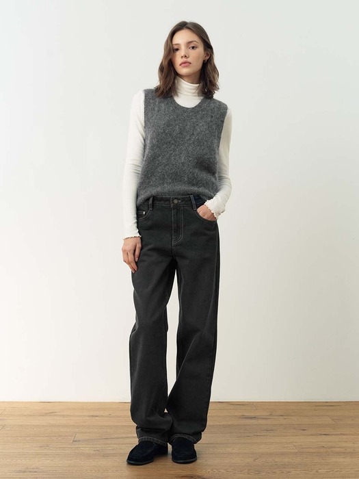 스테 U넥 알파카 베스트 (Pink/Melange gray)